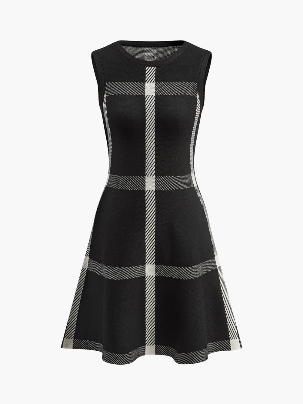 Commense Black Plaid Mini Dress - Picture 5 of 6